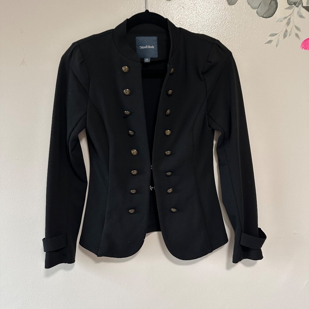 Modcloth Glam Believer Knit Military Button Front Blazer, Black, Size XS - Picture 10 of 12